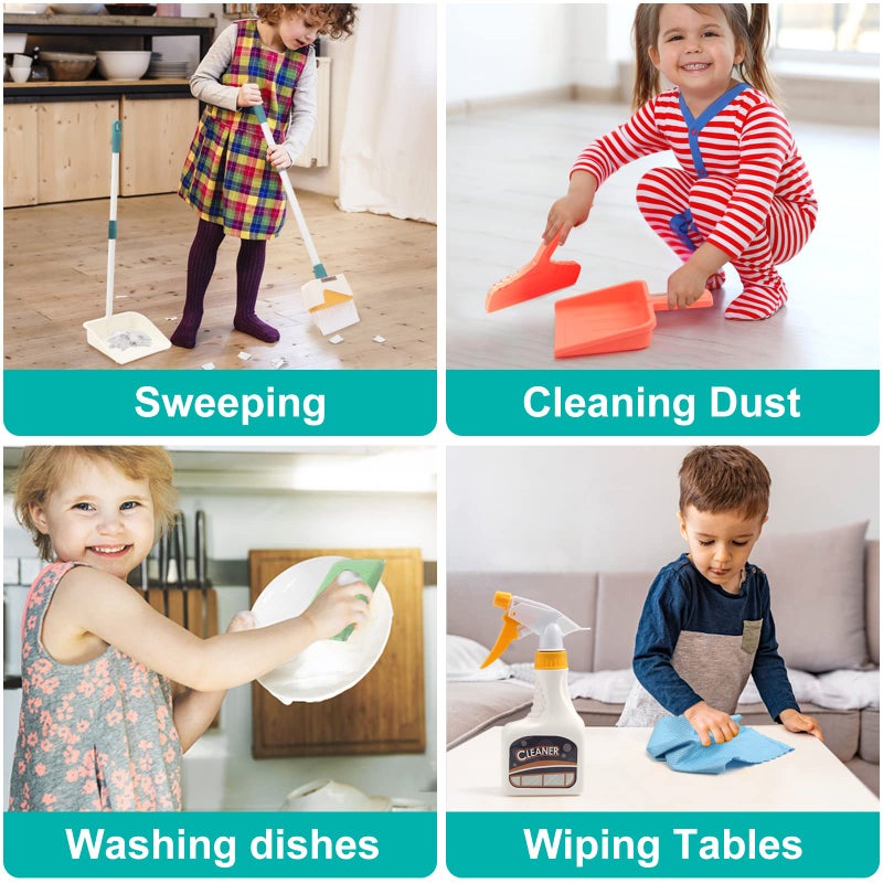 Jenilily Detachable Kids Cleaning Toy Set - Broom Dustpan Mop Brush Rag  Play Housekeeping Kit  Really STEM Toddler Clean Toys Gift for Girls & Boys 1-3 - Image 2